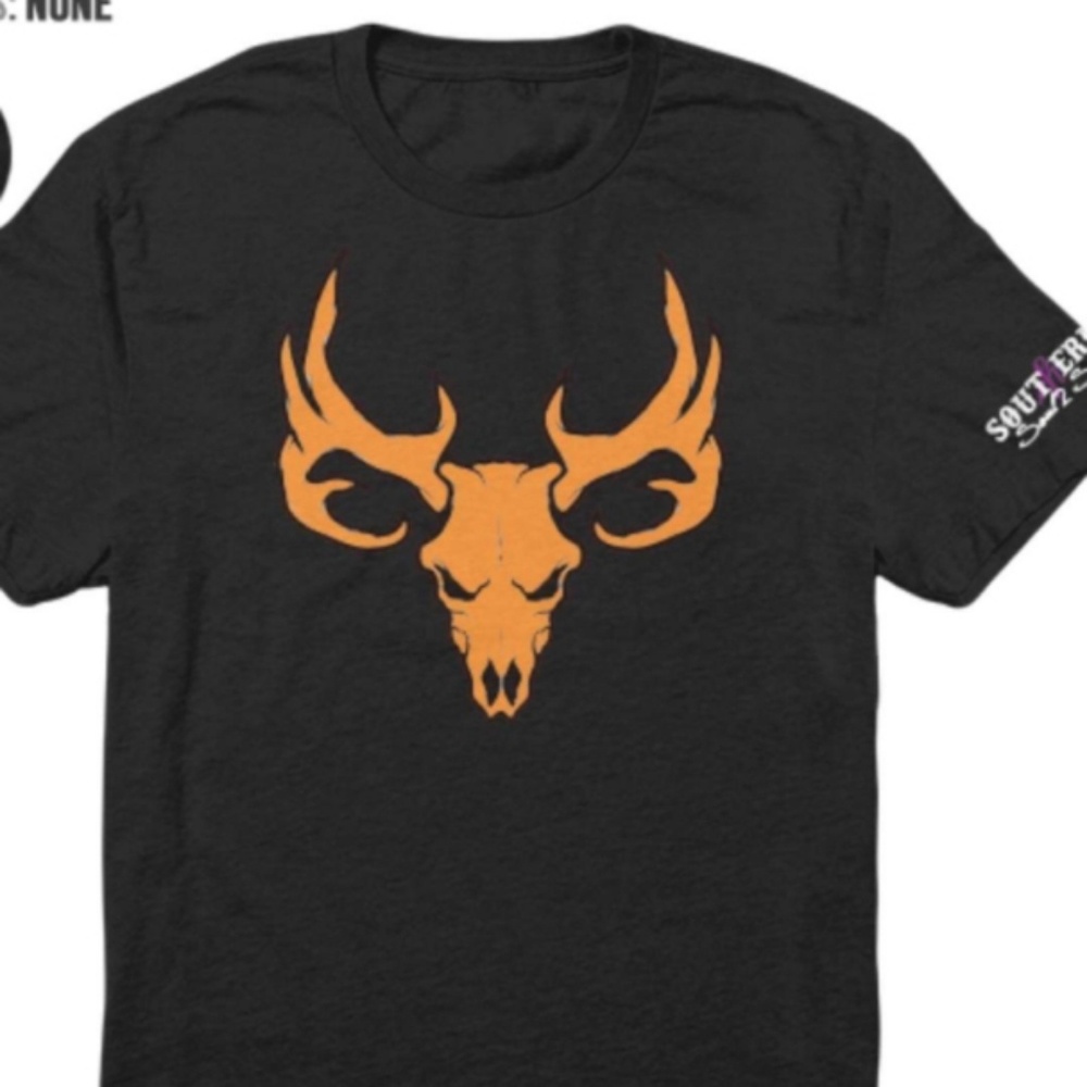 Orange deer head black men's tshirt